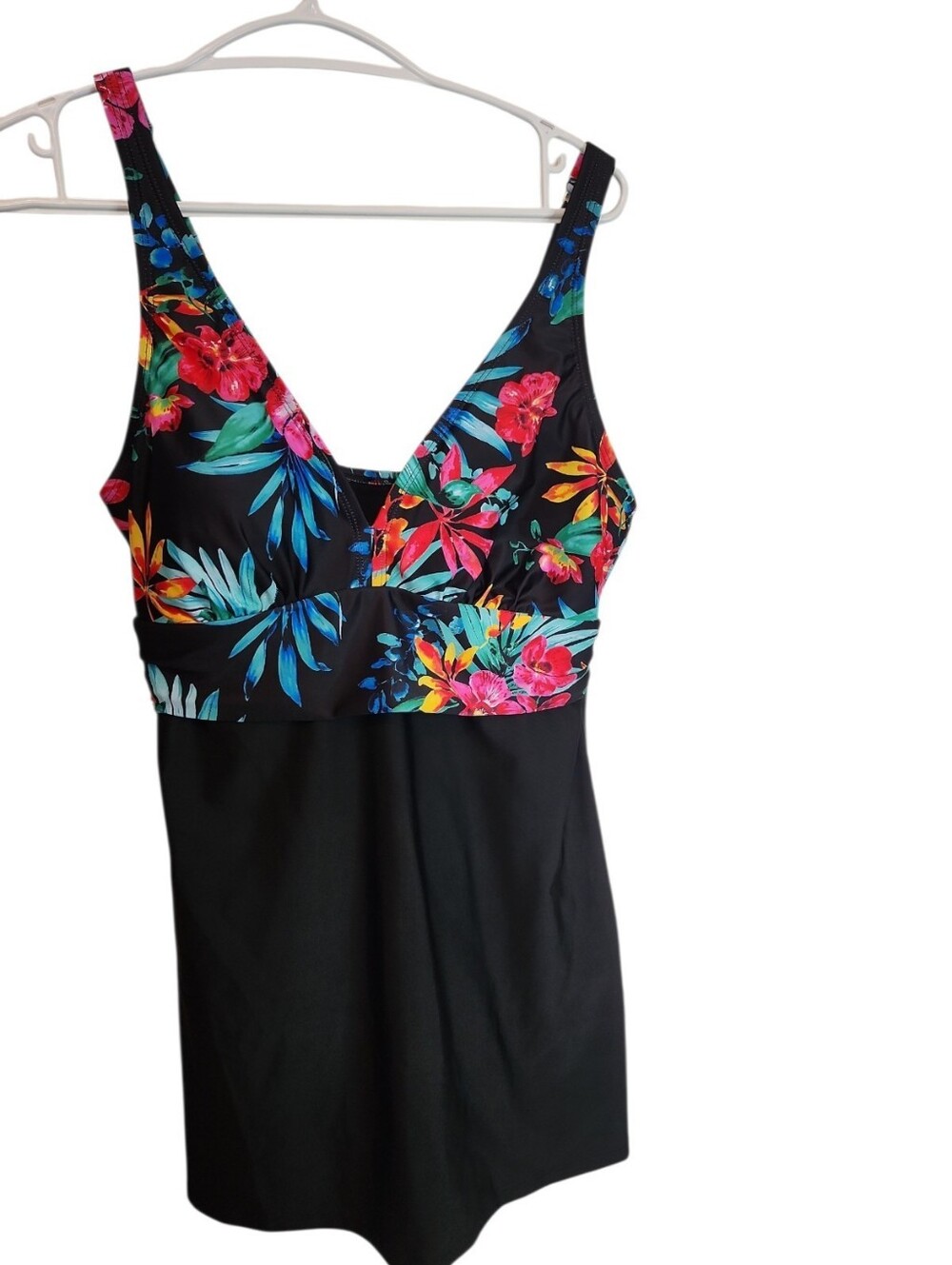 Krista Women's Floral Black One-Piece Swimsuit Size 12